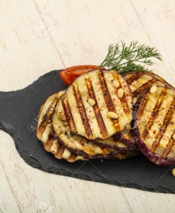 Grilled eggplant with oil, dill and cedar nuts
